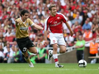 Jack Wilshere on the ball for Arsenal against Juventus in 2008.