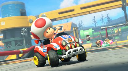 Mario Kart World screenshot featuring Toad