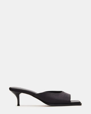 Gem Black Square Toe Mule Heel | Women's Heels 
 Steve Madden