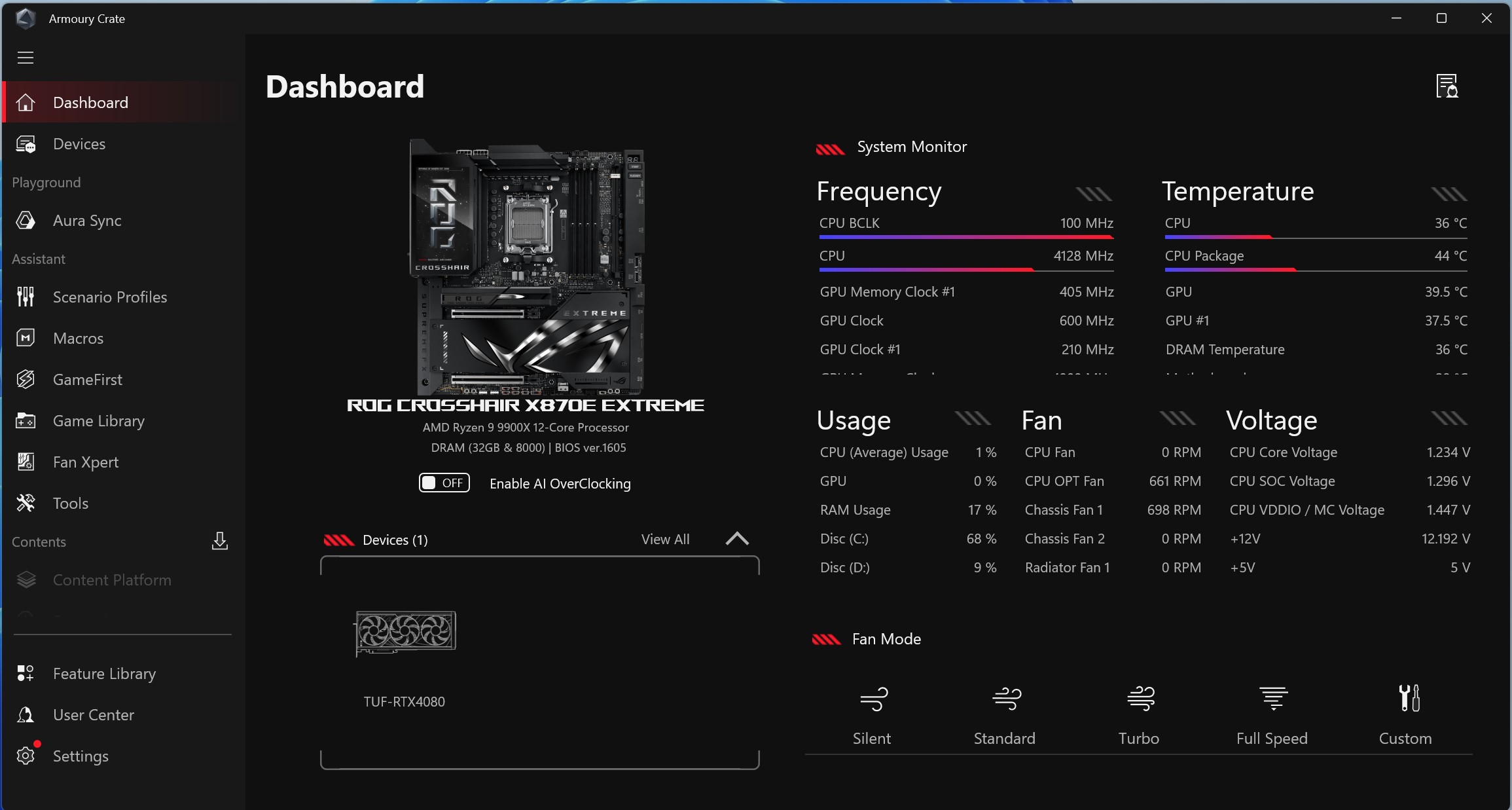 Asus ROG Crosshair X870E Extreme - Armoury Crate