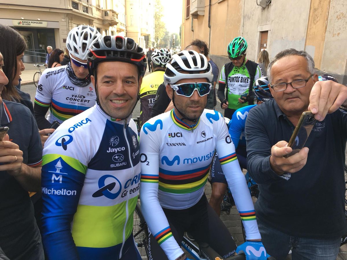 Valverde poses for photos with local fans