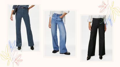 composite of models wearing the best M&S jeans