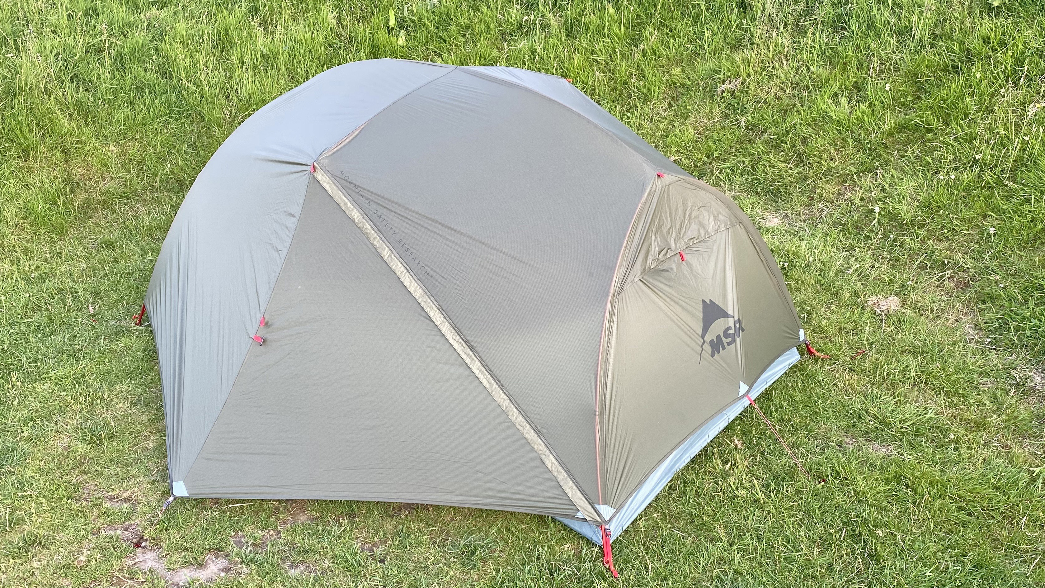 The new MSR Hubba Hubba LT2 pitched, with doors shut
