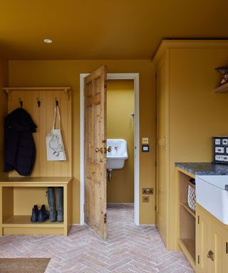 Yellow mudroom