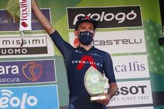 Adam Yates (Ineos) celebrates taking third place in Il Lombardia 2021