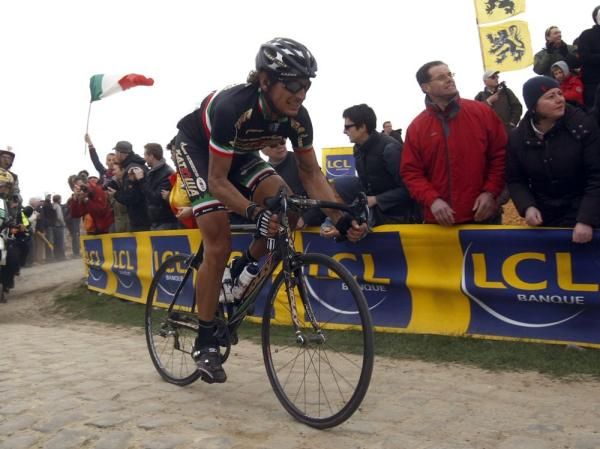 Pozzato on the cobbles