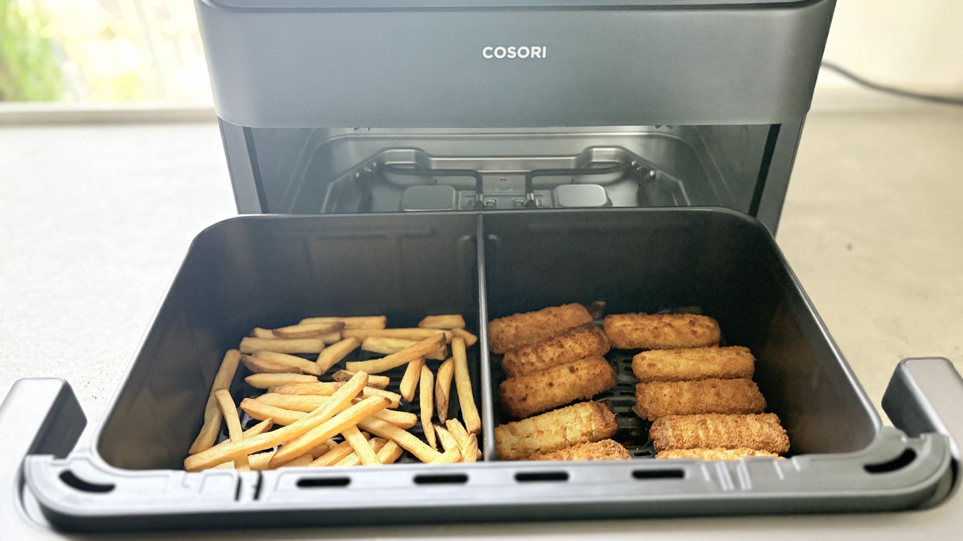 Cosori Dual Blaze TwinFry 10L Air Fryer being tested