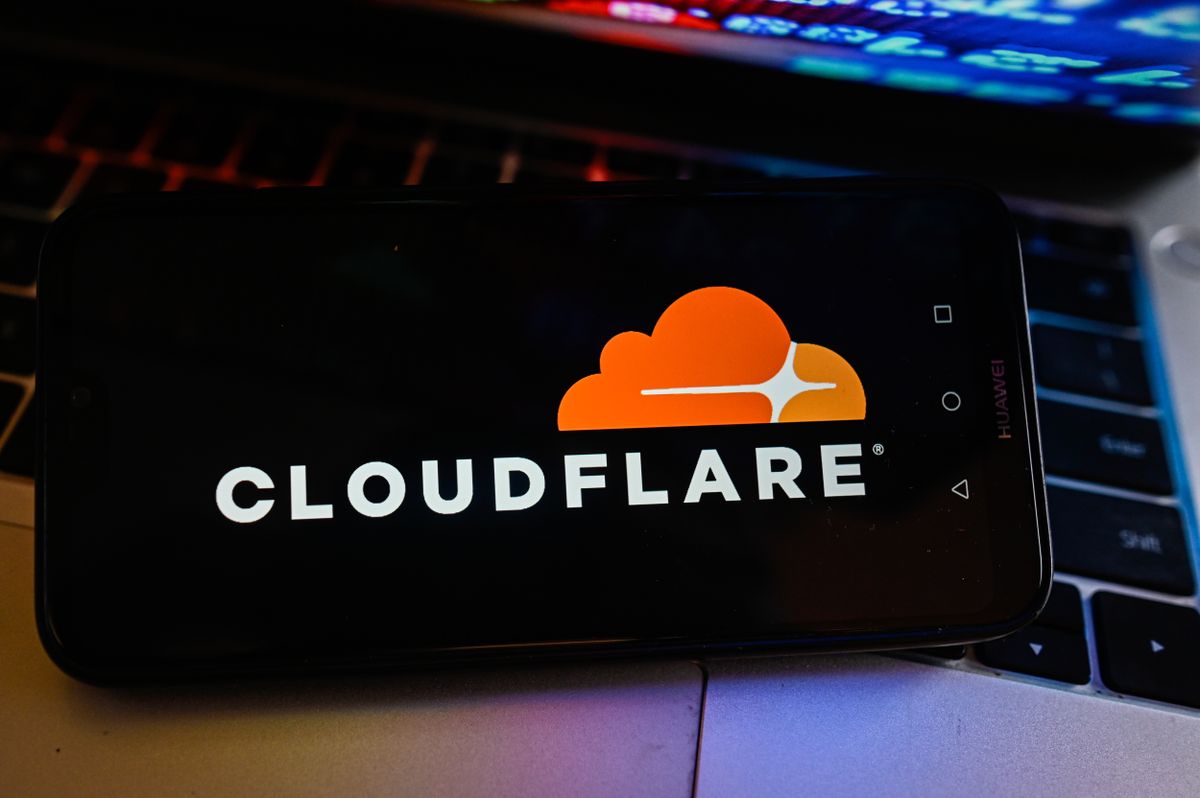 Cloudflare logo displayed on a smartphone