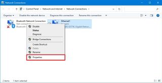 Network adapter properties option