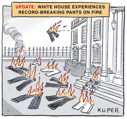 Political Cartoon U.S. White House Pants On Fire