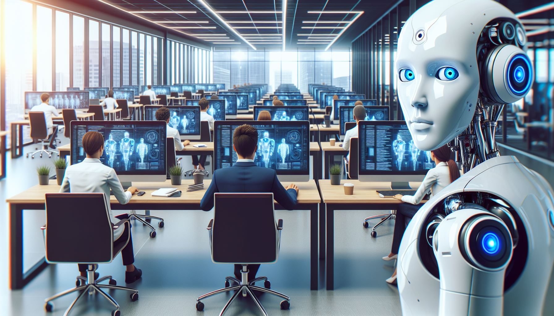 AI overlooking a newsroom