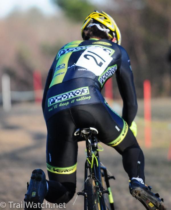 Joshua Lehmann (Pedros) remounting his bike after the run-up