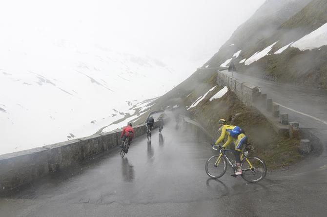 The descent of the Stelvio was trecherous with cold rain and sleet