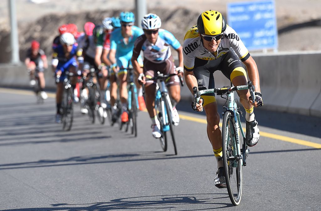 George Bennett (LottoNL-Jumbo) on the attack in Oman