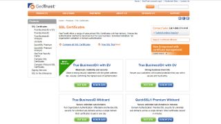 Website screenshot for GeoTrust
