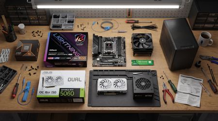 Various components on a desk