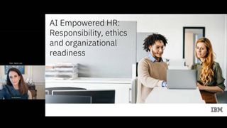Starting page for a webinar called AI Empowered HR: Responsibility, ethics and organizational readiness
