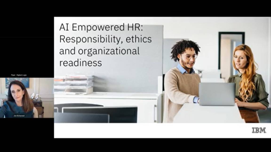 Starting page for a webinar called AI Empowered HR: Responsibility, ethics and organizational readiness