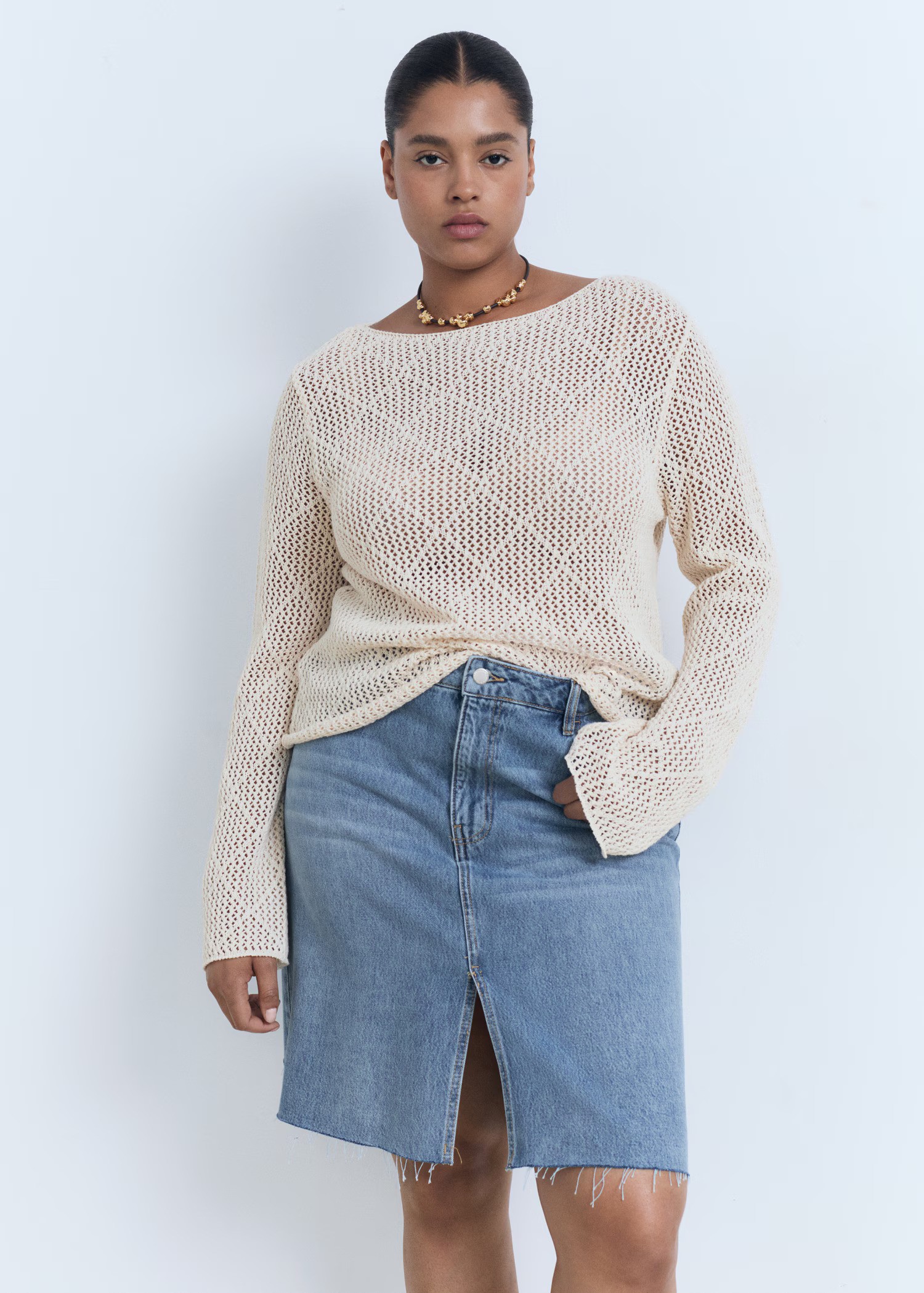 MANGO, Denim Midi-Skirt