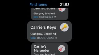 "Find" app used with AirTag to help find keys