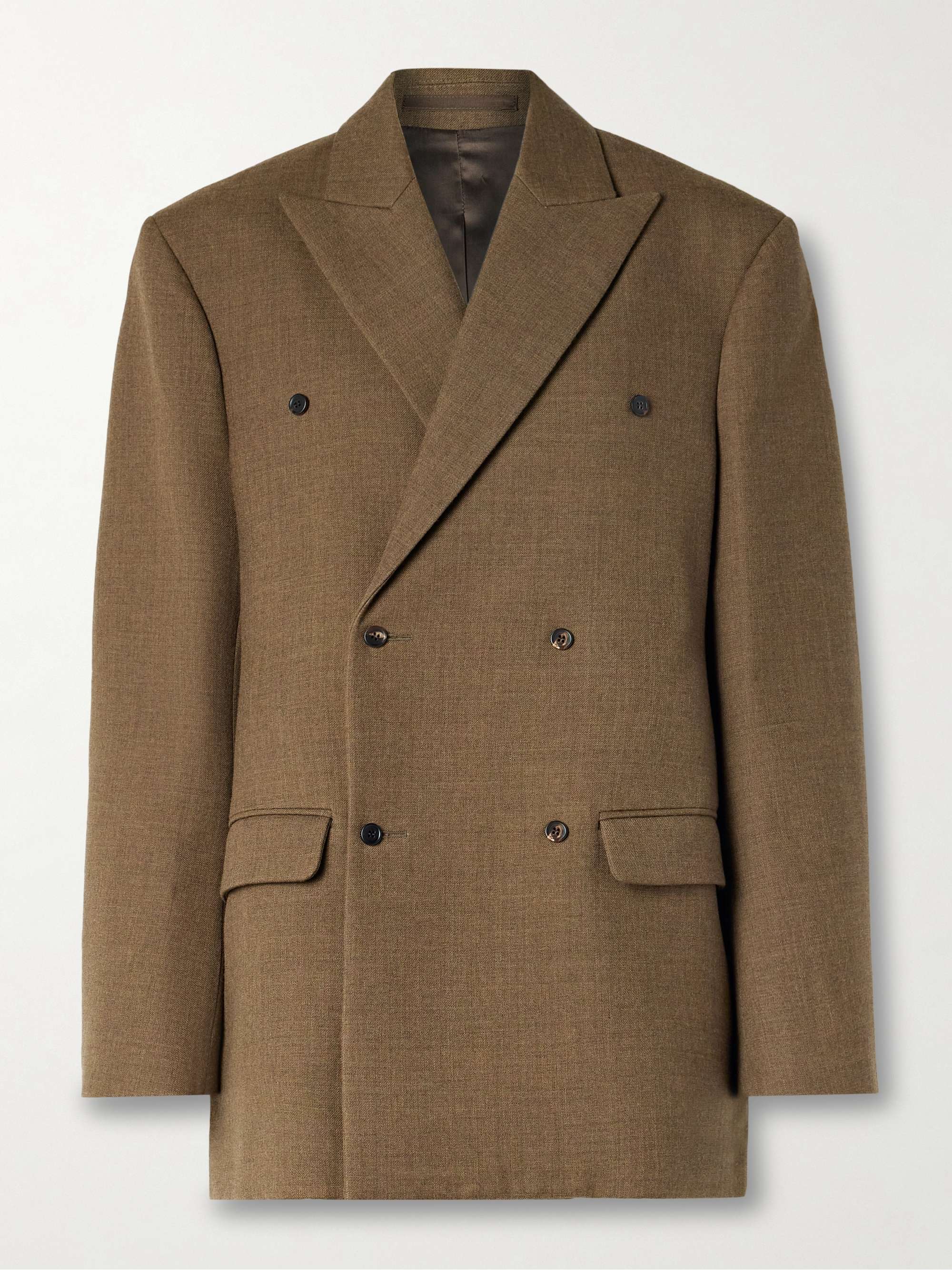 Oversized Double-Breasted Wool-Twill Blazer