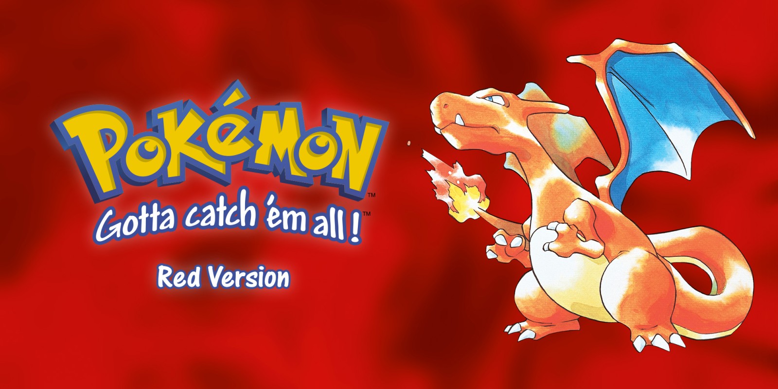 Pok&eacute;mon Red Version key art showing Charizard beside the Pok&eacute;mon logo