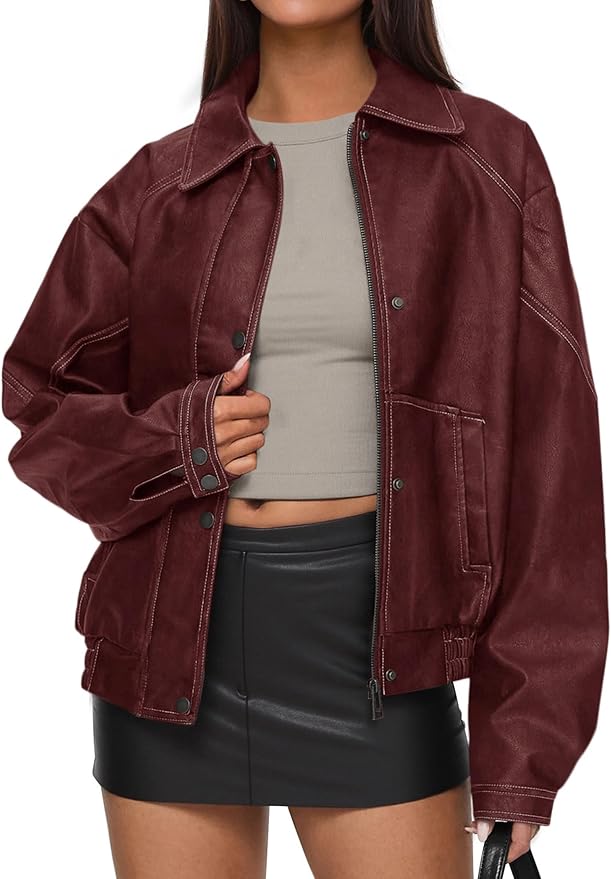 PRETTYGARDEN, Faux Leather Jacket 