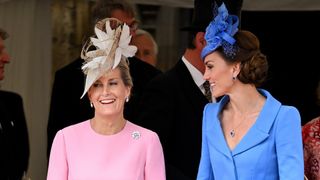Sophie, Countess of Wessex and Catherine, Duchess of Cambridge attend The Order of The Garter service