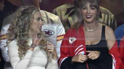 Brittany Mahomes and Pop superstar Taylor Swift watched the game at GEHA Field at Arrowhead Stadium on October 12, 2023 in Kansas City, Missouri. The Kansas City Chiefs beat the Denver Broncos during week 6 of the NFL regular season.