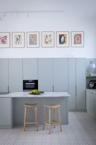 Blue kitchen design by Marie Deroudilhe
