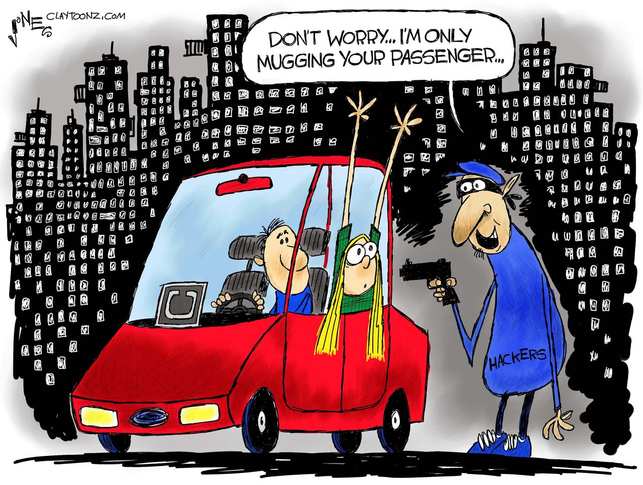 Political cartoon U.S. Uber hack