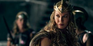 Wonder Woman Connie Nielsen looking over her shoulder stoically