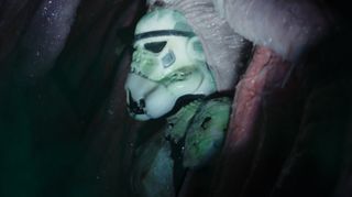 There are a few theories as to how this Stormtrooper got here, but it was probably to save on VFX cost