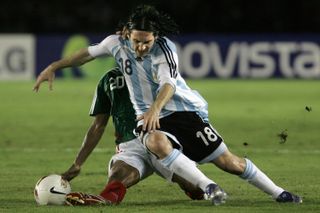 Lionel Messi in action for Argentina against Mexico in the 2007 Copa America.