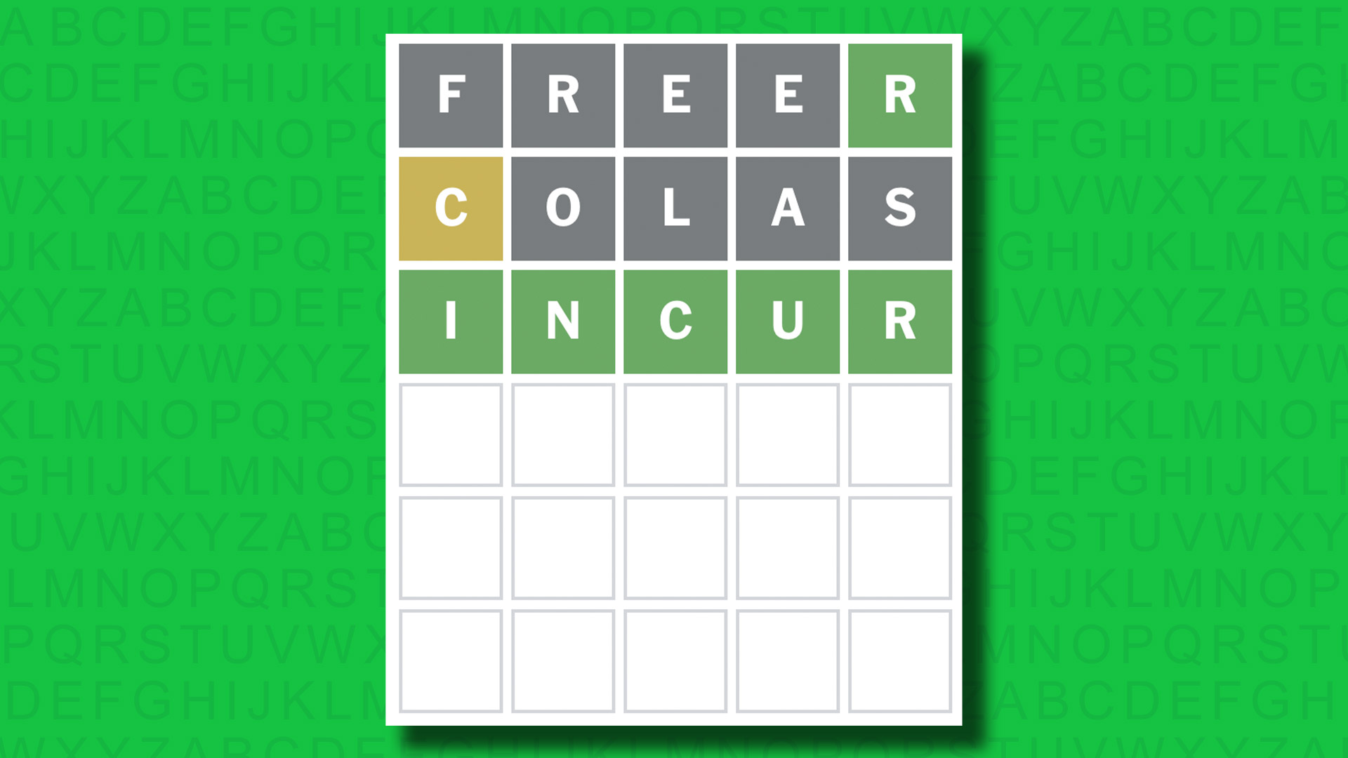 NYT Wordle answer for game 1474 on a green background