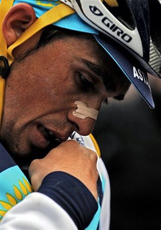 Alberto Contador speaks to Johan Bruyneel on the radio during last year's Giro d'Italia - ADISPRO International says this is an important part of modern racing.