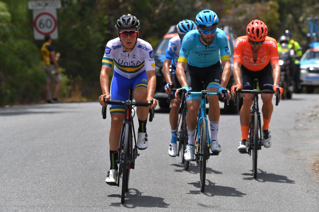 Sam Jenner in the breakaway at the Tour Down Under