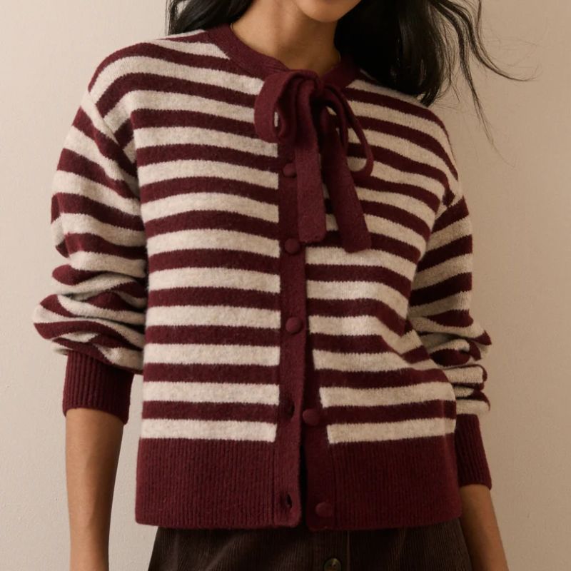 Nobody's Child, burgundy stripe cardigan
