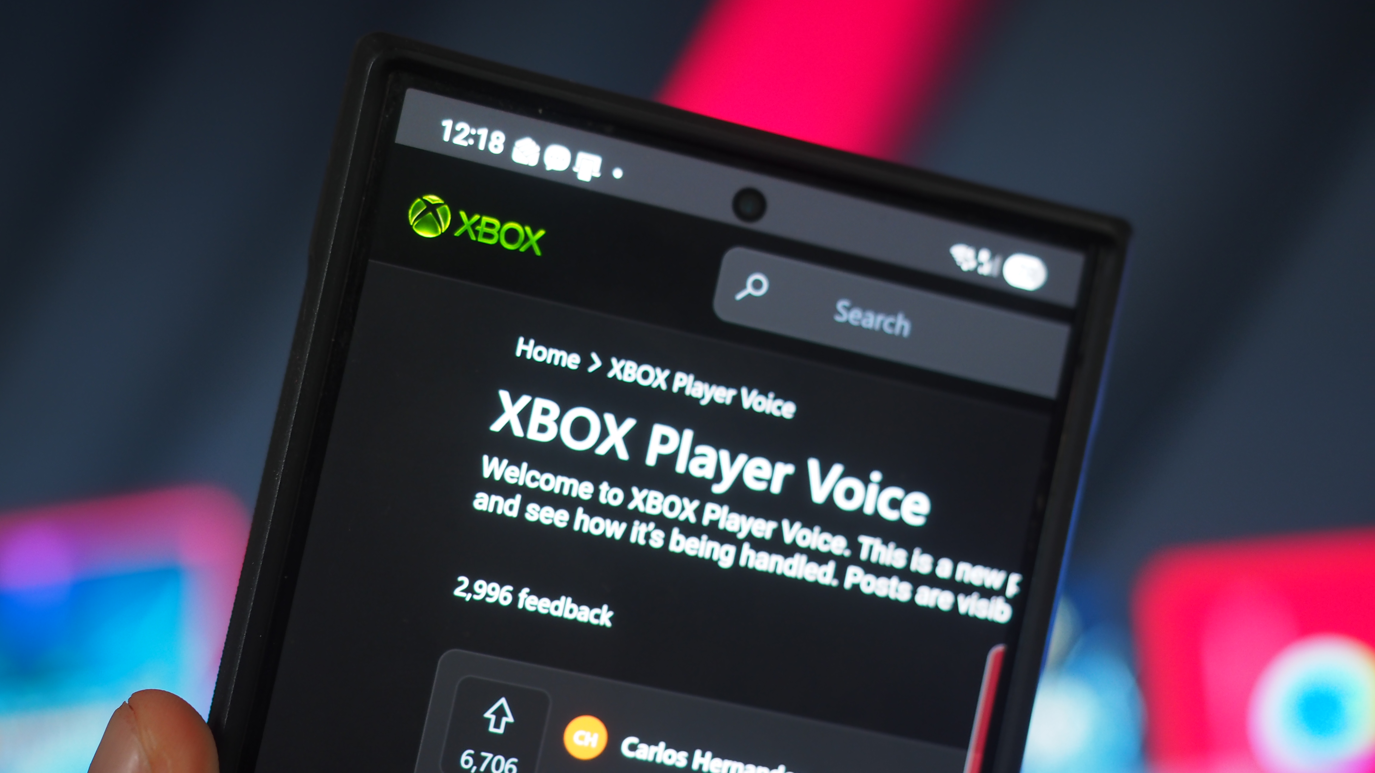 Xbox Player Voice Website on a smartphone