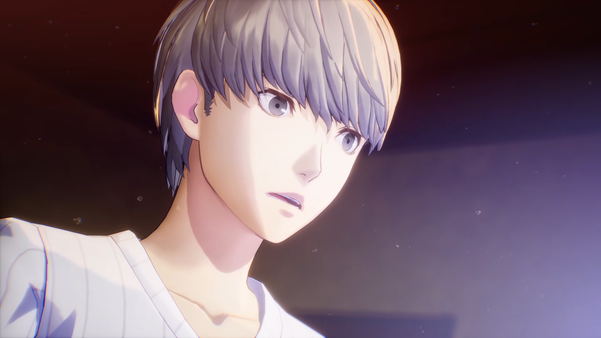 Persona 4 protagonist looks shocked.