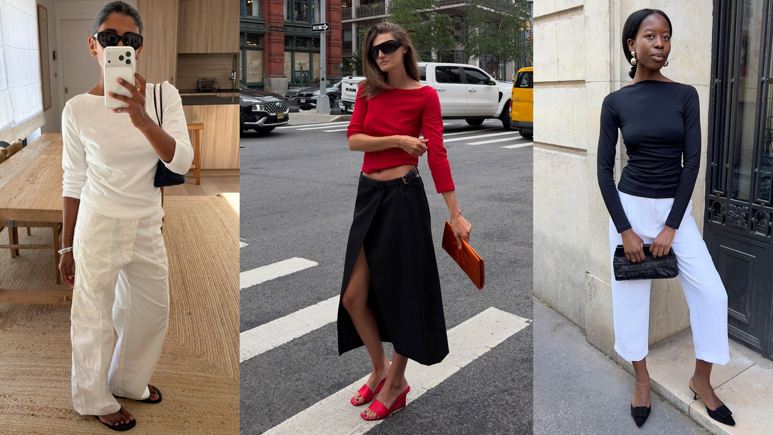 Women in boat neck tops