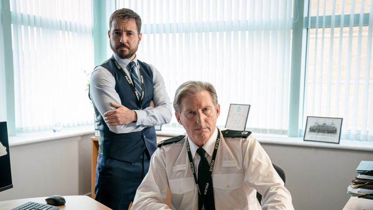 Martin Compston and Adrian Dunbar in BBC's Line of Duty