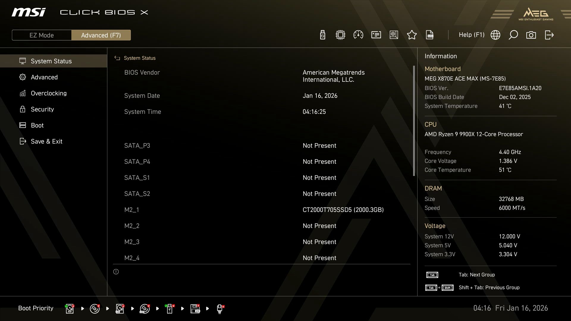 MSI MEG X870E Ace Max - BIOS
