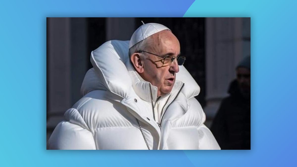 AI-generated image of the Pope wearing a puffer jacket