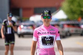 Pink jersey holder Leah Kirchmann (Liv-Plantur)