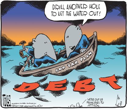 Political cartoon U.S. GOP tax cuts debt