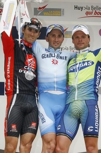 The podium Alejandro Valverde (Caisse d'Epargne), Davide Rebellin (Gerolsteiner) and Danilo Di Luca (Liquigas).