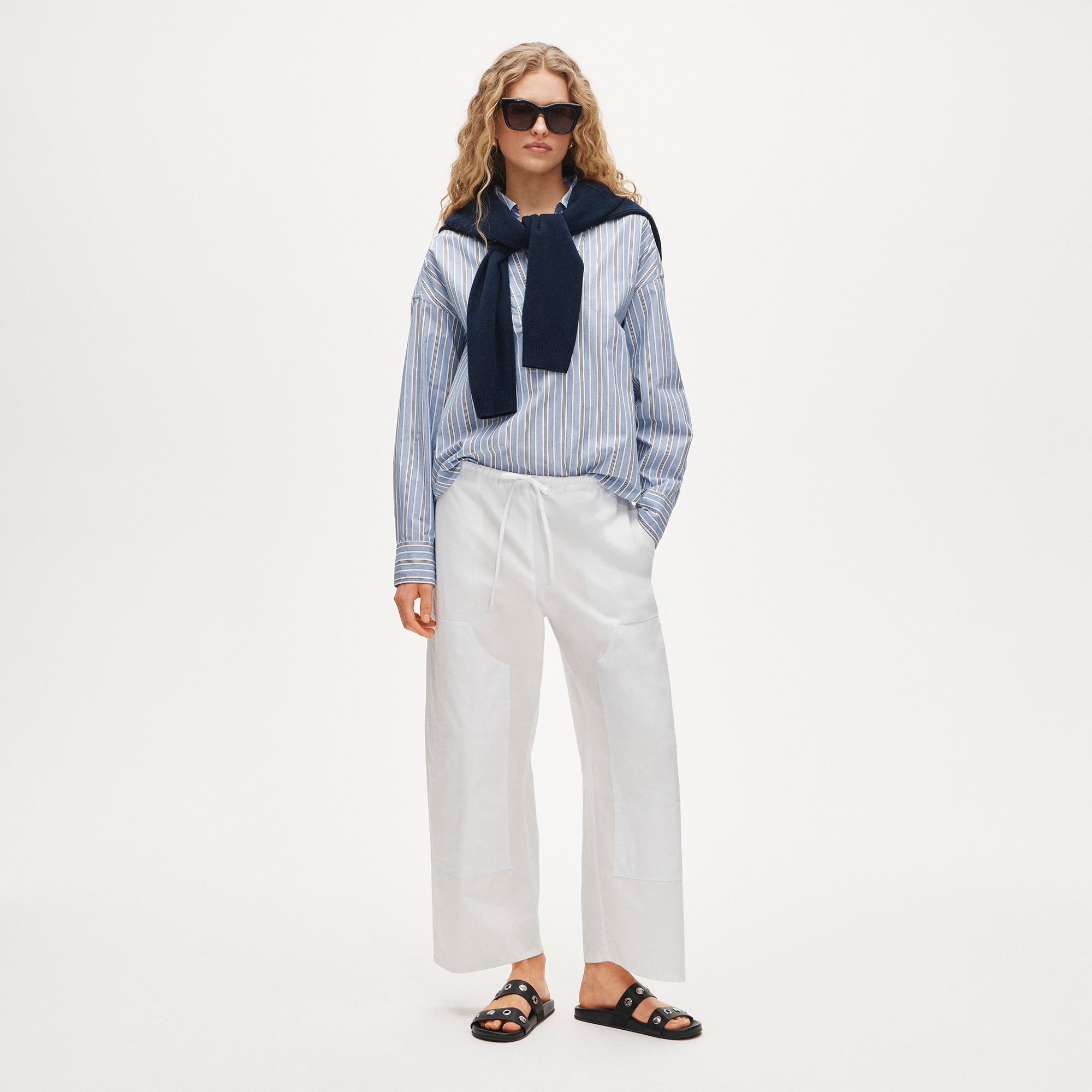 J.Crew Luna Pant in Striped Cotton Poplin.