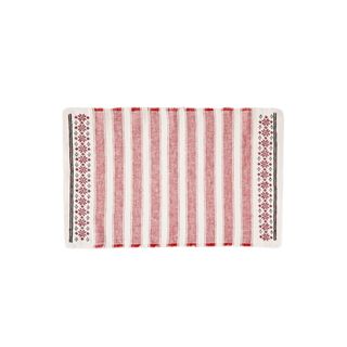 Cotton Linen Placemats red and white stripes and snowflakes 