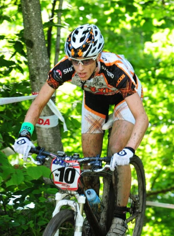 Lea Davison (Team Maxxis- Rocky Mountain) riding sixth